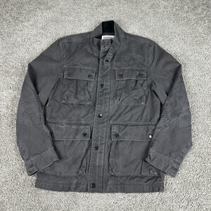 Converse Jacket Mens S Gray Charcoal Plaid Lined Distressed Canvas Utility Coat